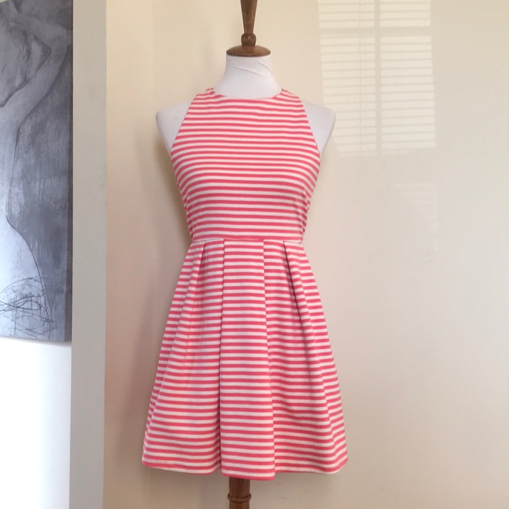Pink and white striped spring/summer dress